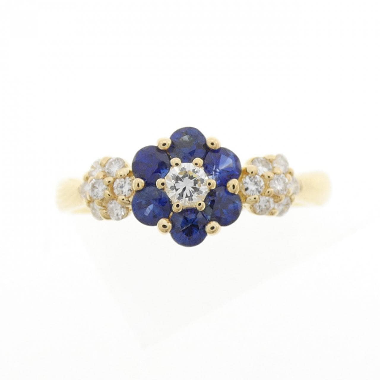 K18YG Flower Sapphire Ring 0.39CT