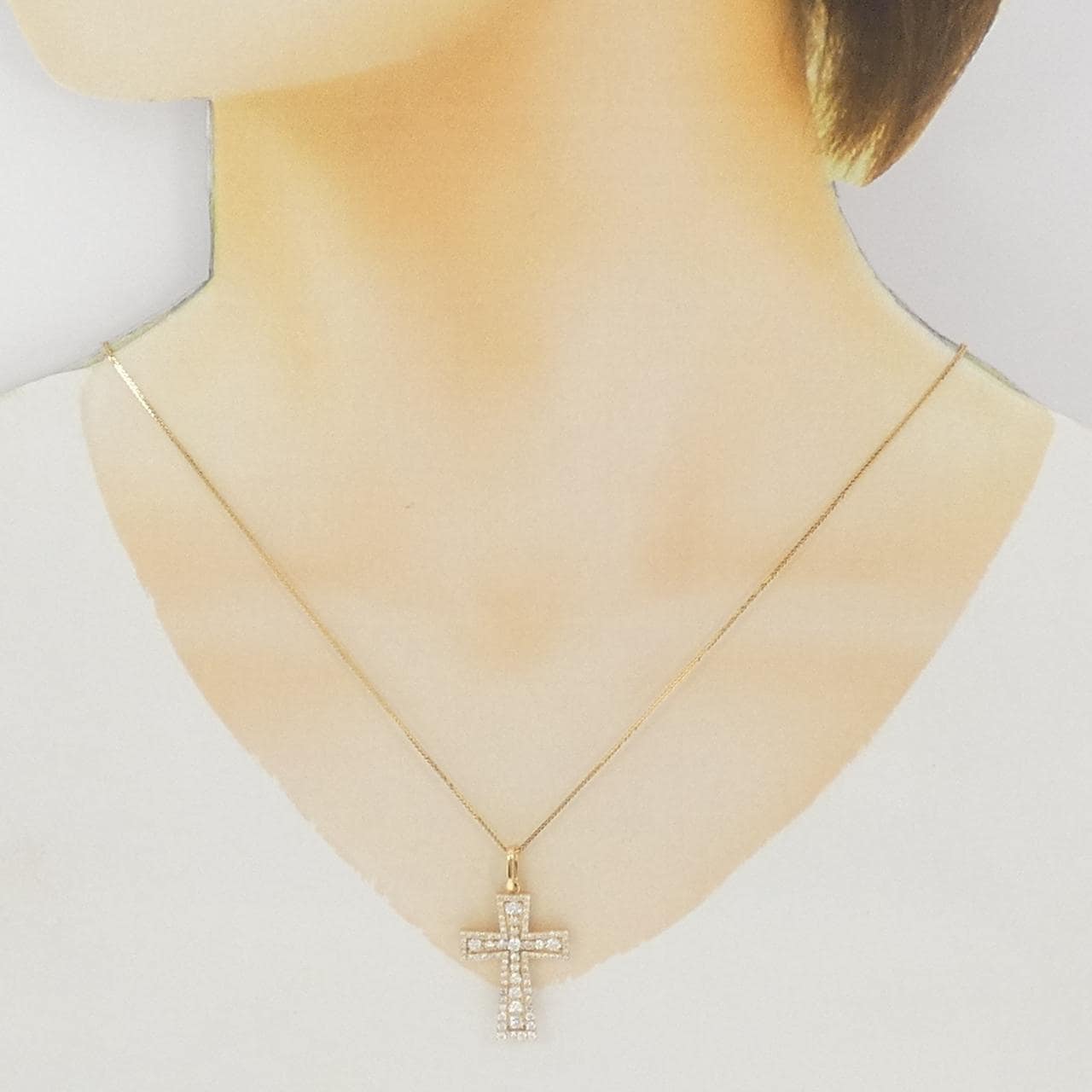 K18YG クロス ダイヤモンド ネックレス 1.10CT