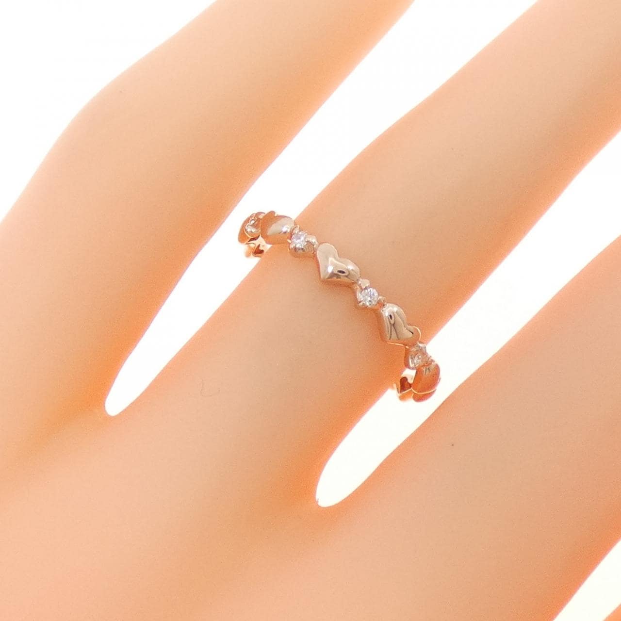 K10PG ハート ダイヤモンド リング