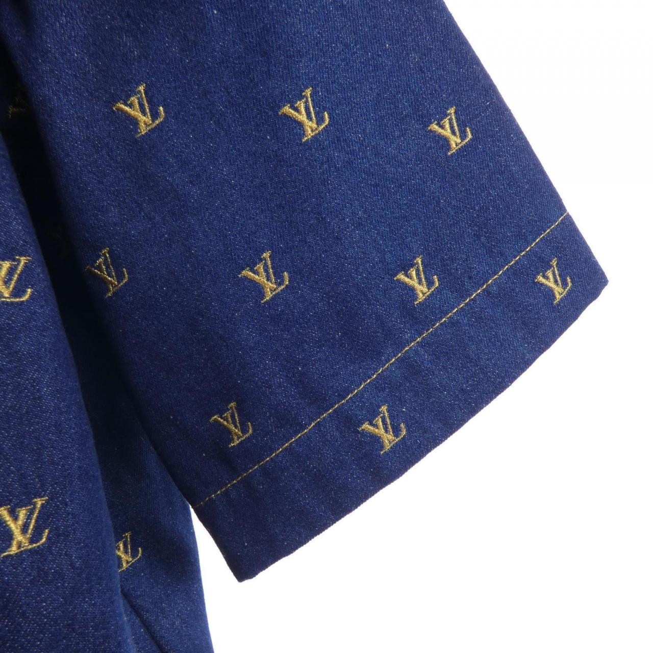ルイヴィトン LOUIS VUITTON エンブロイダードシグネチャーショートスリーブデニムシャツ HQS90WJX1 S／Sシャツ
