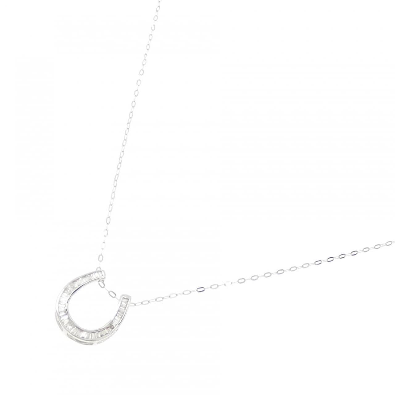 K18WG ホースシュー ダイヤモンド ネックレス 0.20CT