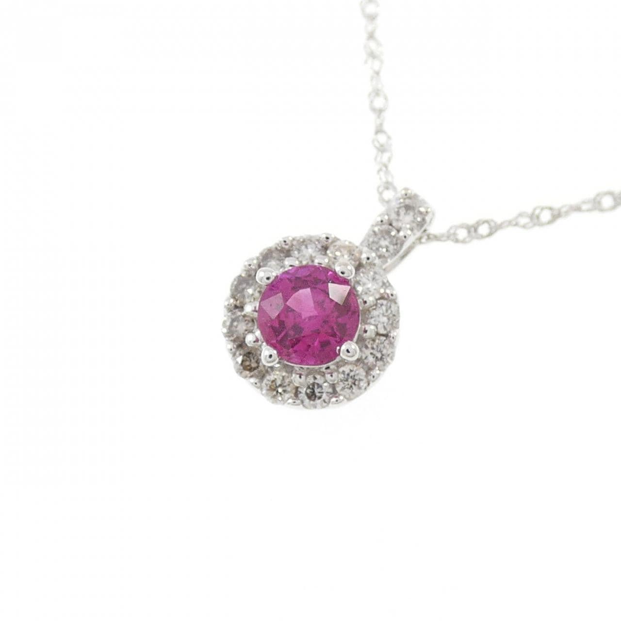 K18WG ルビー ネックレス 0.26CT