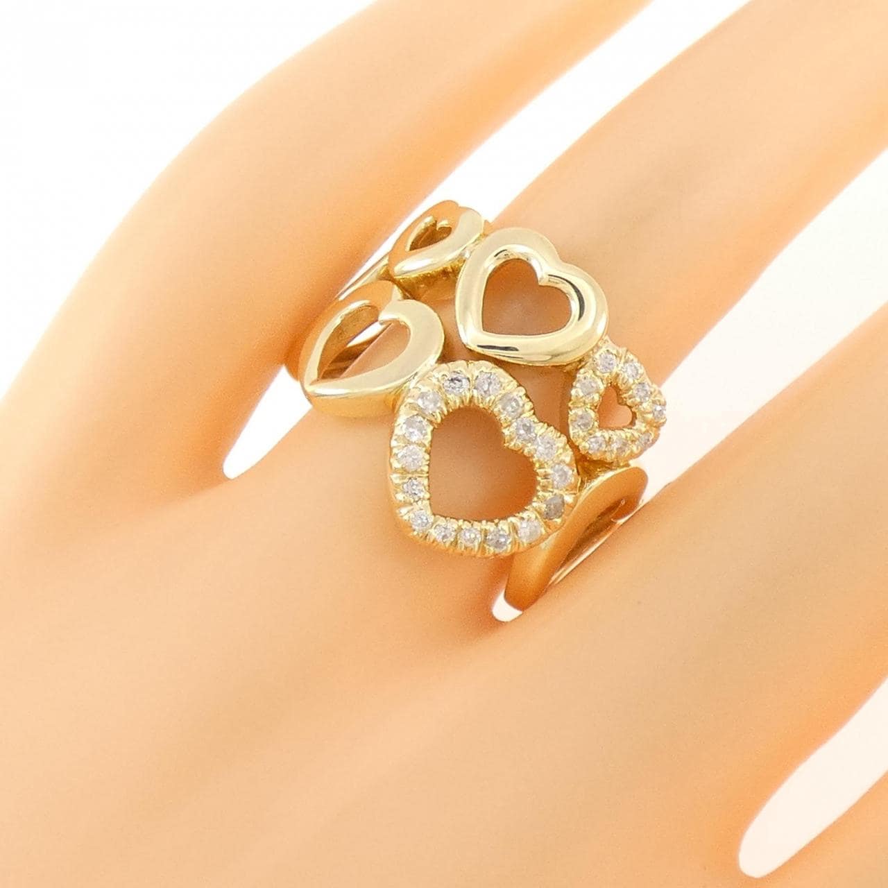 K18YG ハート ダイヤモンド リング 0.13CT