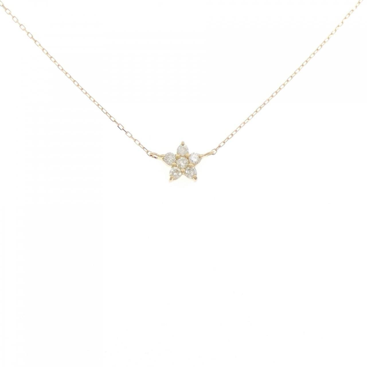 【新品】K18YG フラワー ダイヤモンド ネックレス 0.10CT