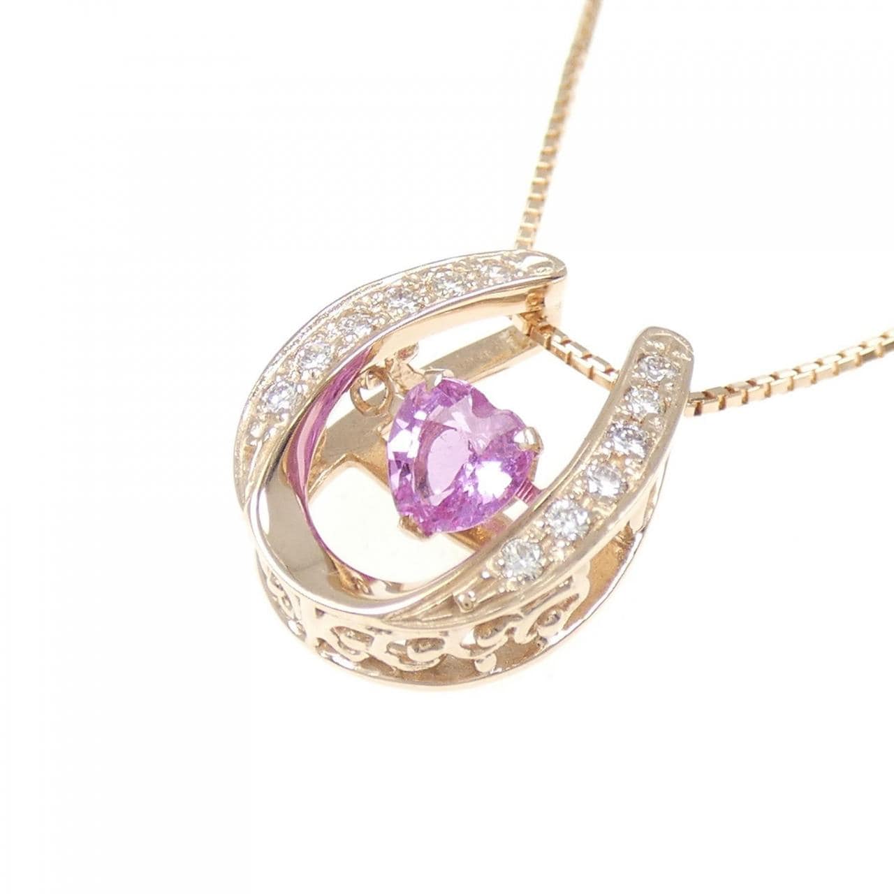 K18PG ハート サファイヤ ネックレス 0.45CT