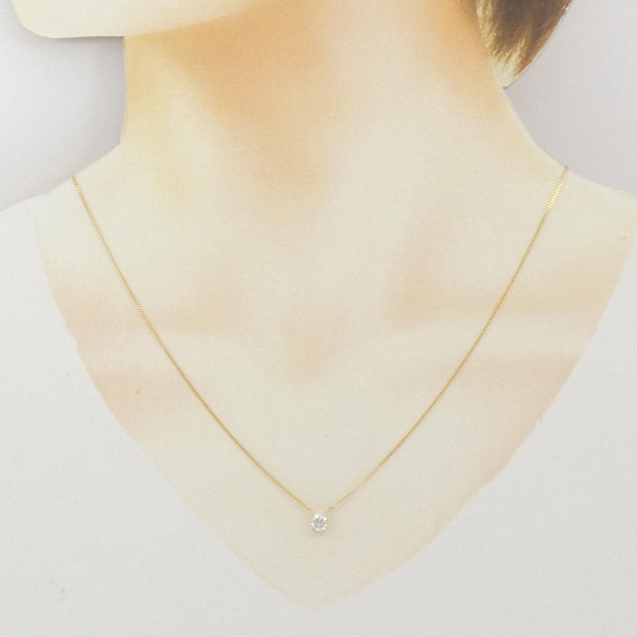 K18YG ソリティア ダイヤモンド ネックレス 0.33CT