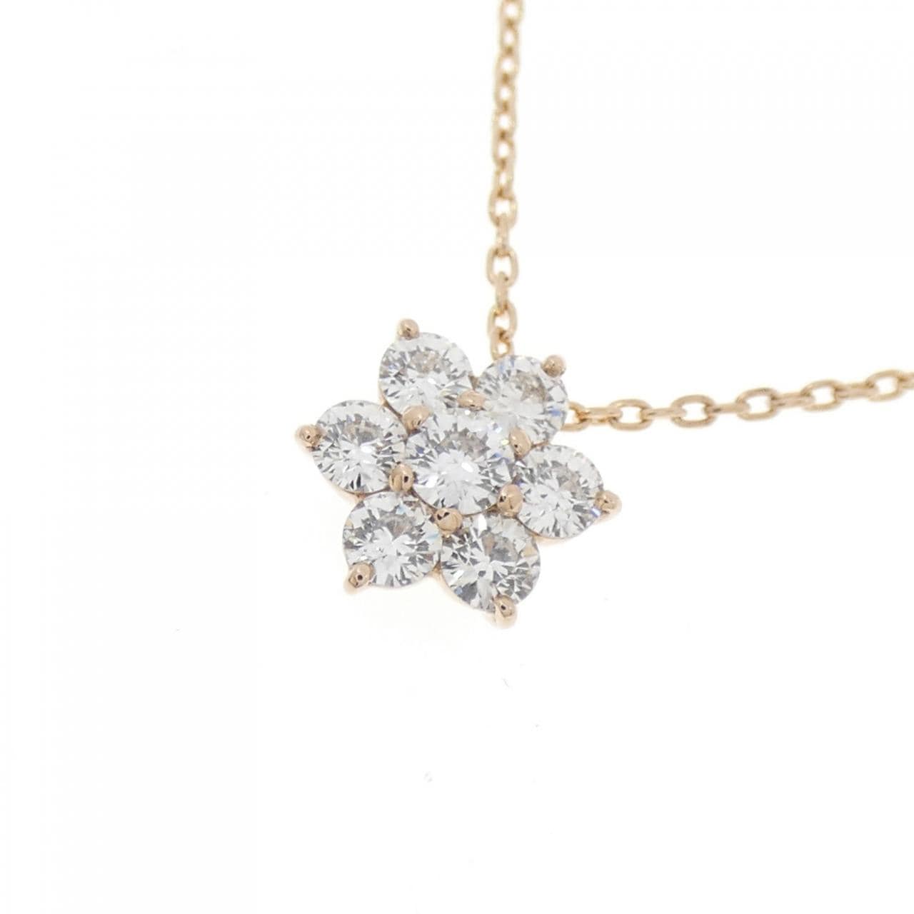 K18PG フラワー ダイヤモンド ネックレス 0.40CT