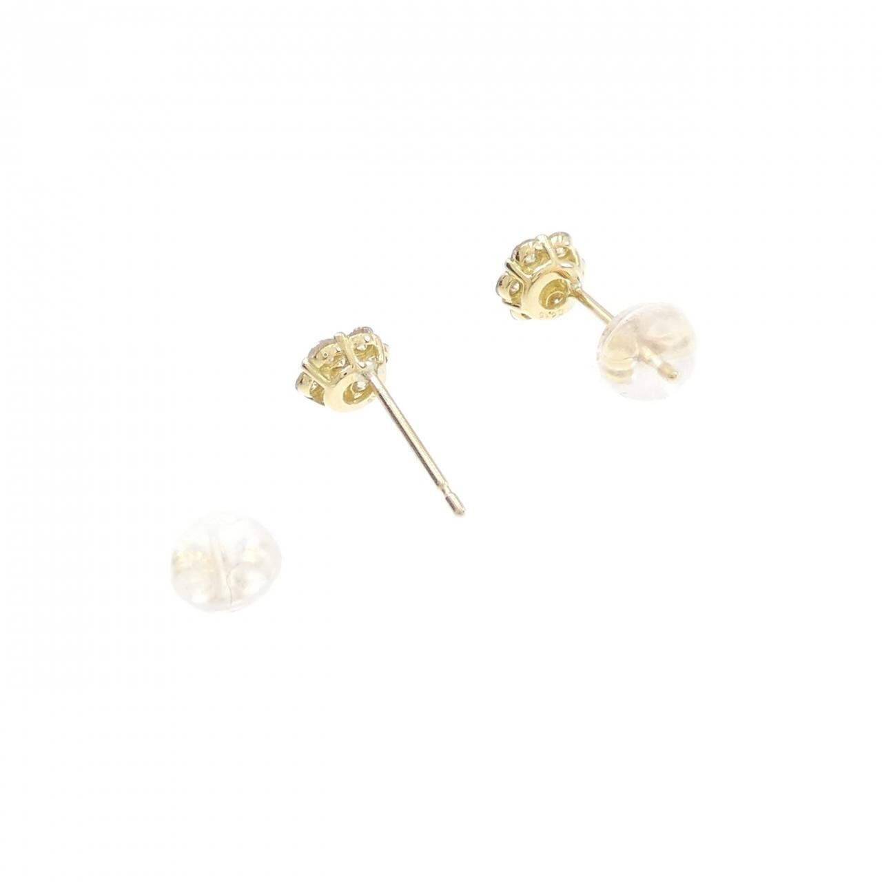 【新品】K18YG フラワー ダイヤモンド ピアス 0.30CT