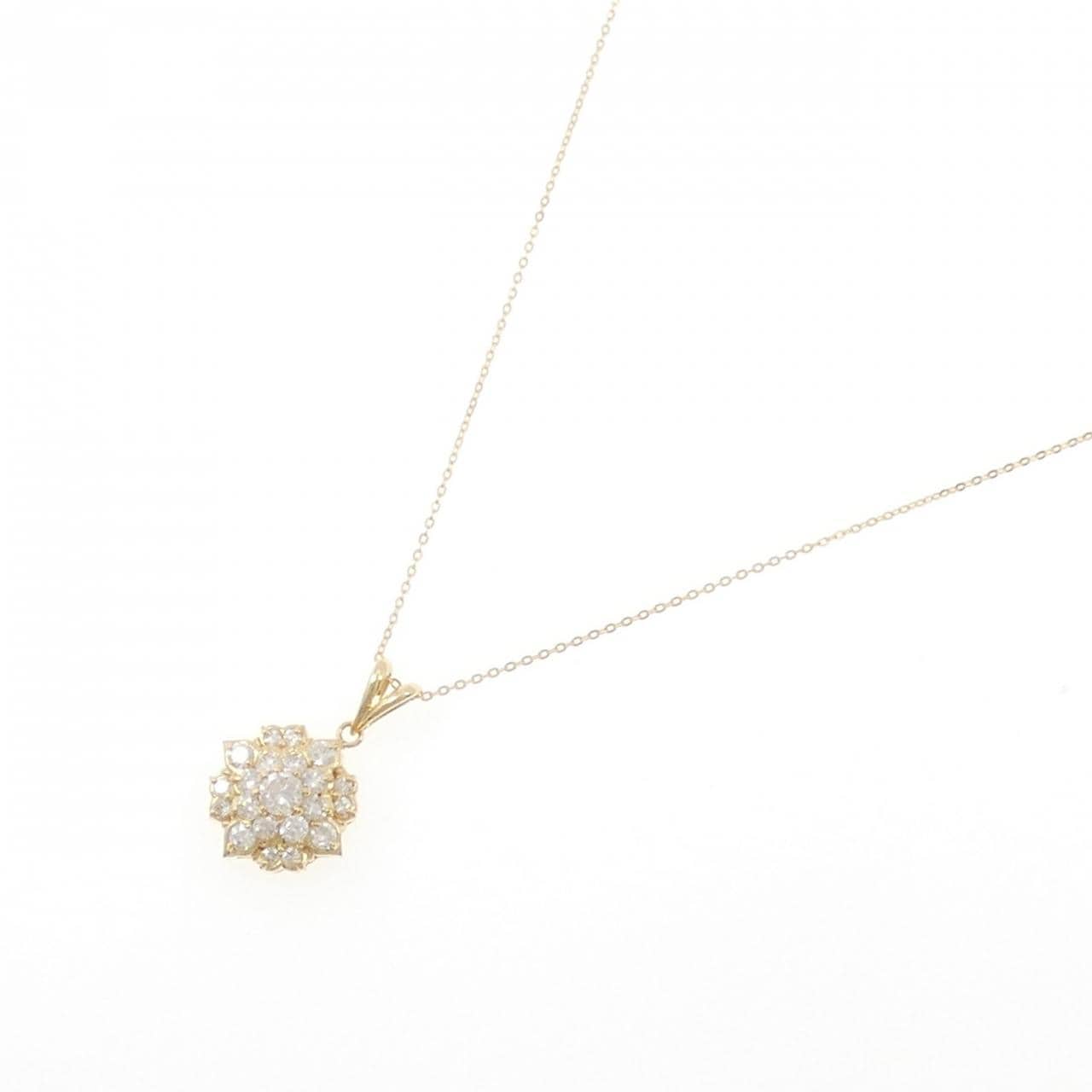 K18YG フラワー ダイヤモンド ネックレス 1.01CT