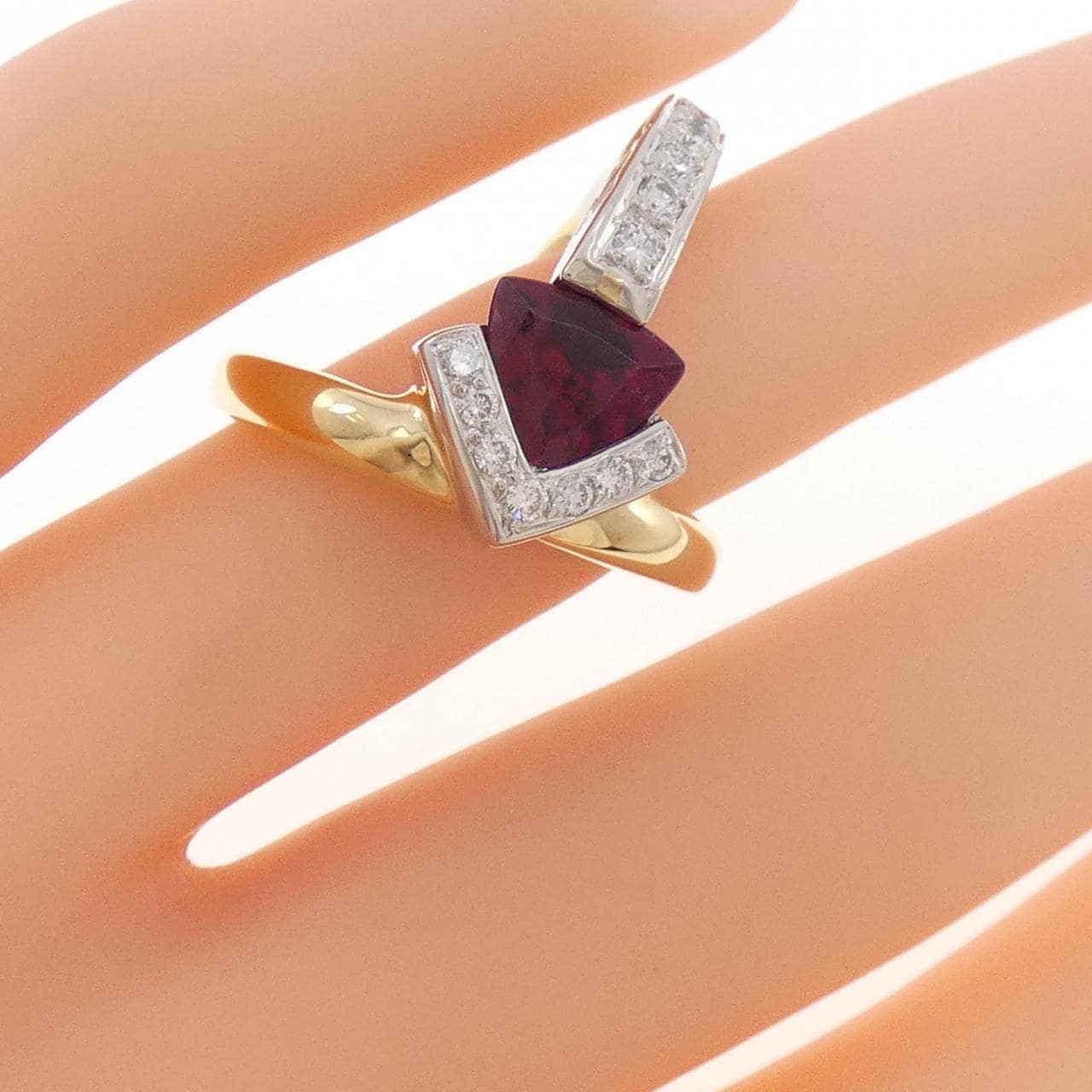 K18YG/PT900 紅寶石碧璽戒指 1.39CT