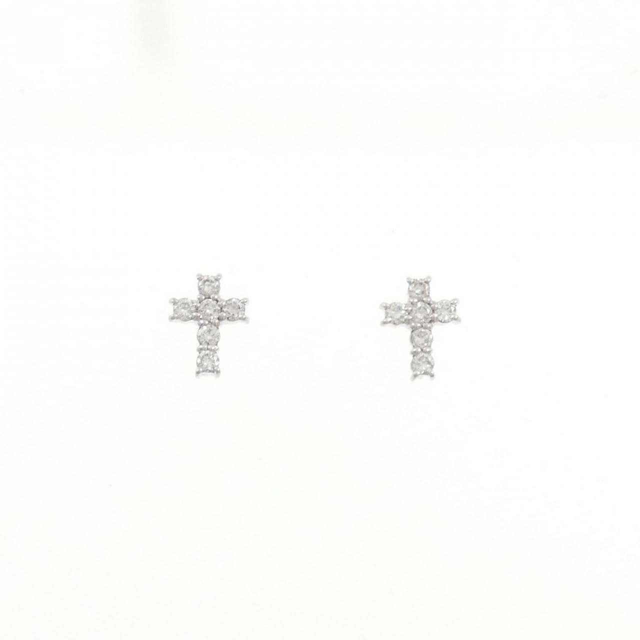 PT900 クロス ダイヤモンド ピアス