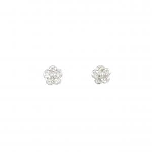 K18WG フラワー ダイヤモンド ピアス 0.32CT