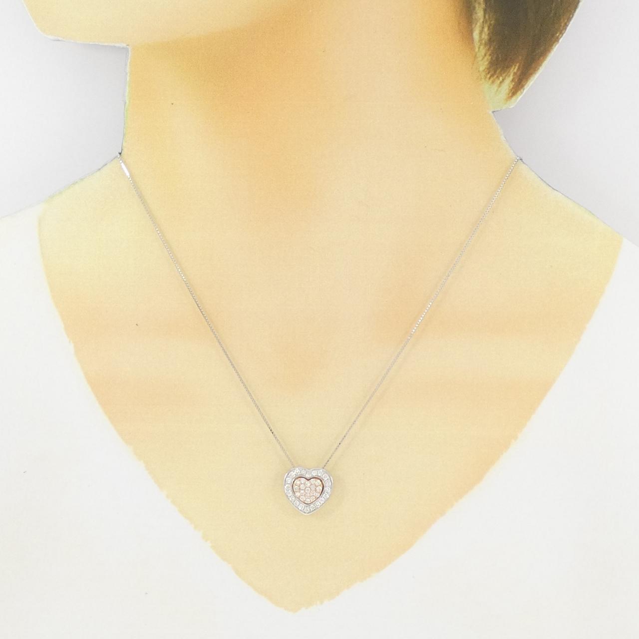 K18WG/K18PG 2WAY ハート パヴェ ダイヤモンド ネックレス 0.30CT