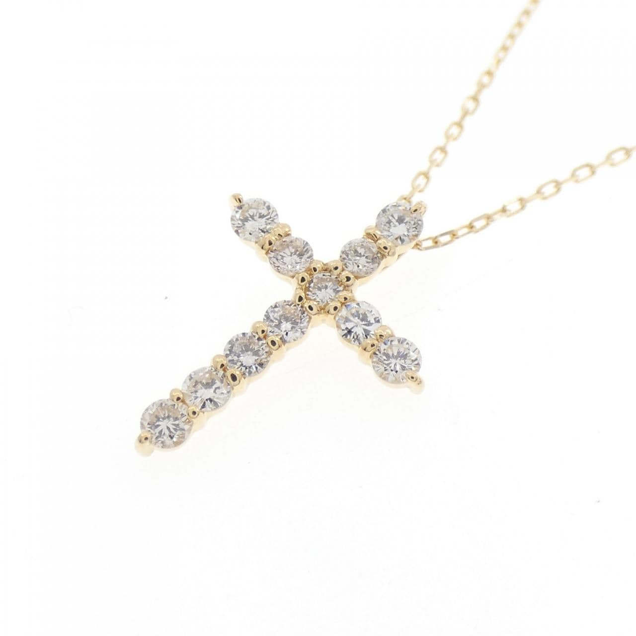 【新品】K18YG クロス ダイヤモンド ネックレス 0.20CT
