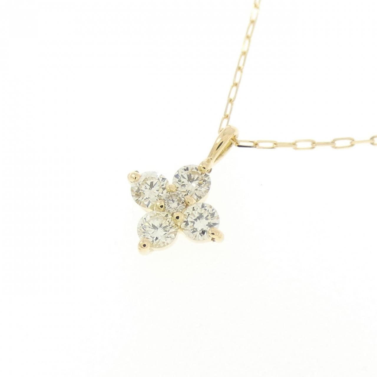 【新品】K18YG フラワー ダイヤモンド ネックレス 0.10CT