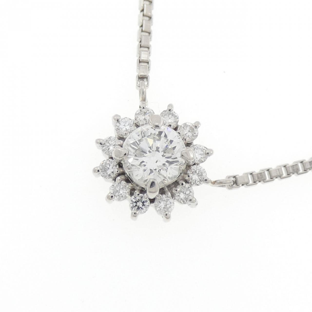 PT900/PT850 フラワー ダイヤモンド ネックレス 0.48CT