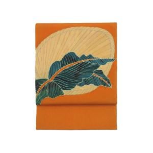 名古屋帯　ちりめん染帯　友禅加工　開き名古屋