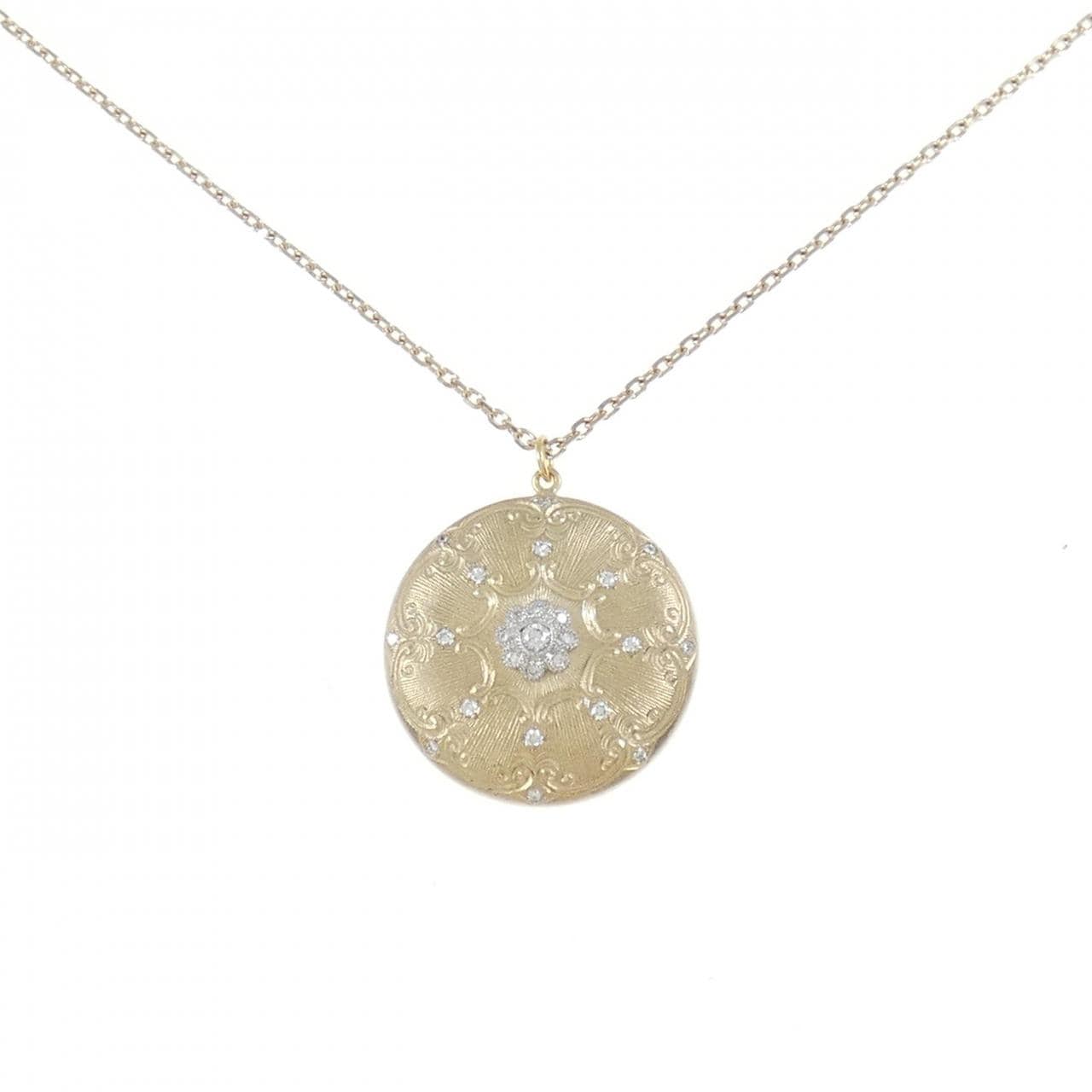 K18YG/PT Diamond necklace 0.14CT