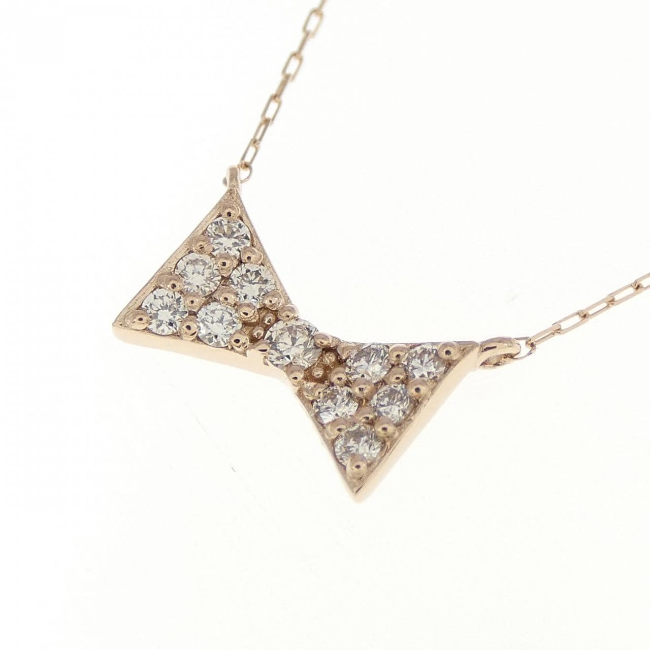 [BRAND NEW] K18PG Diamond necklace 0.10CT