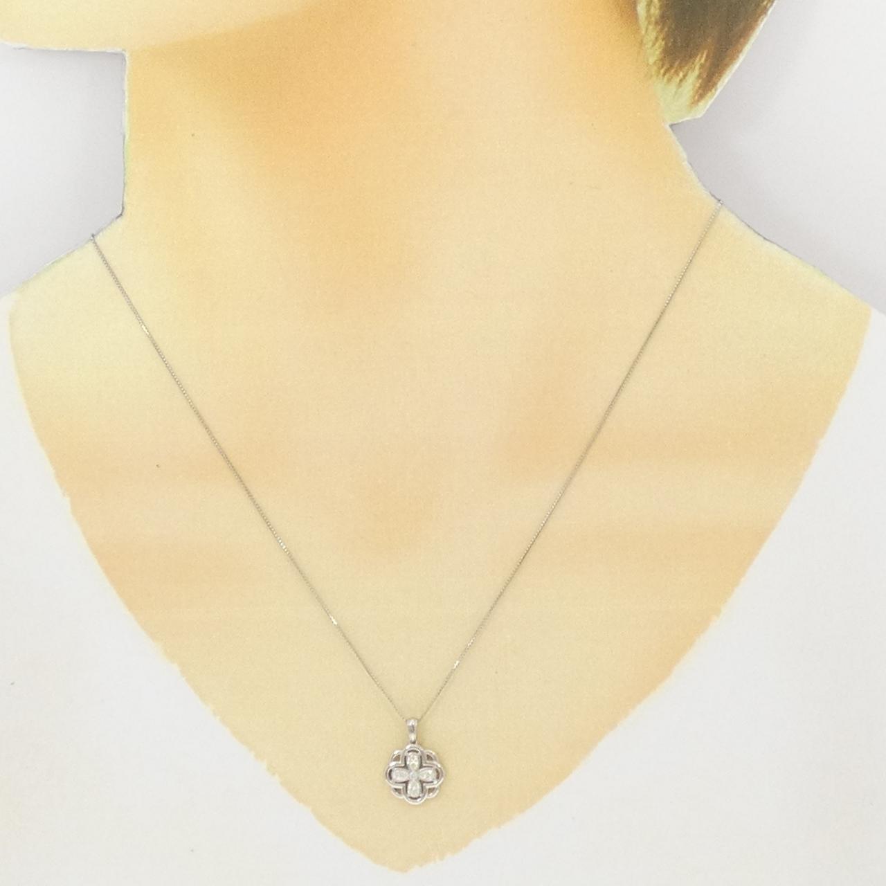 【新品】PT900/PT850 フラワー ダイヤモンド ネックレス 0.22CT