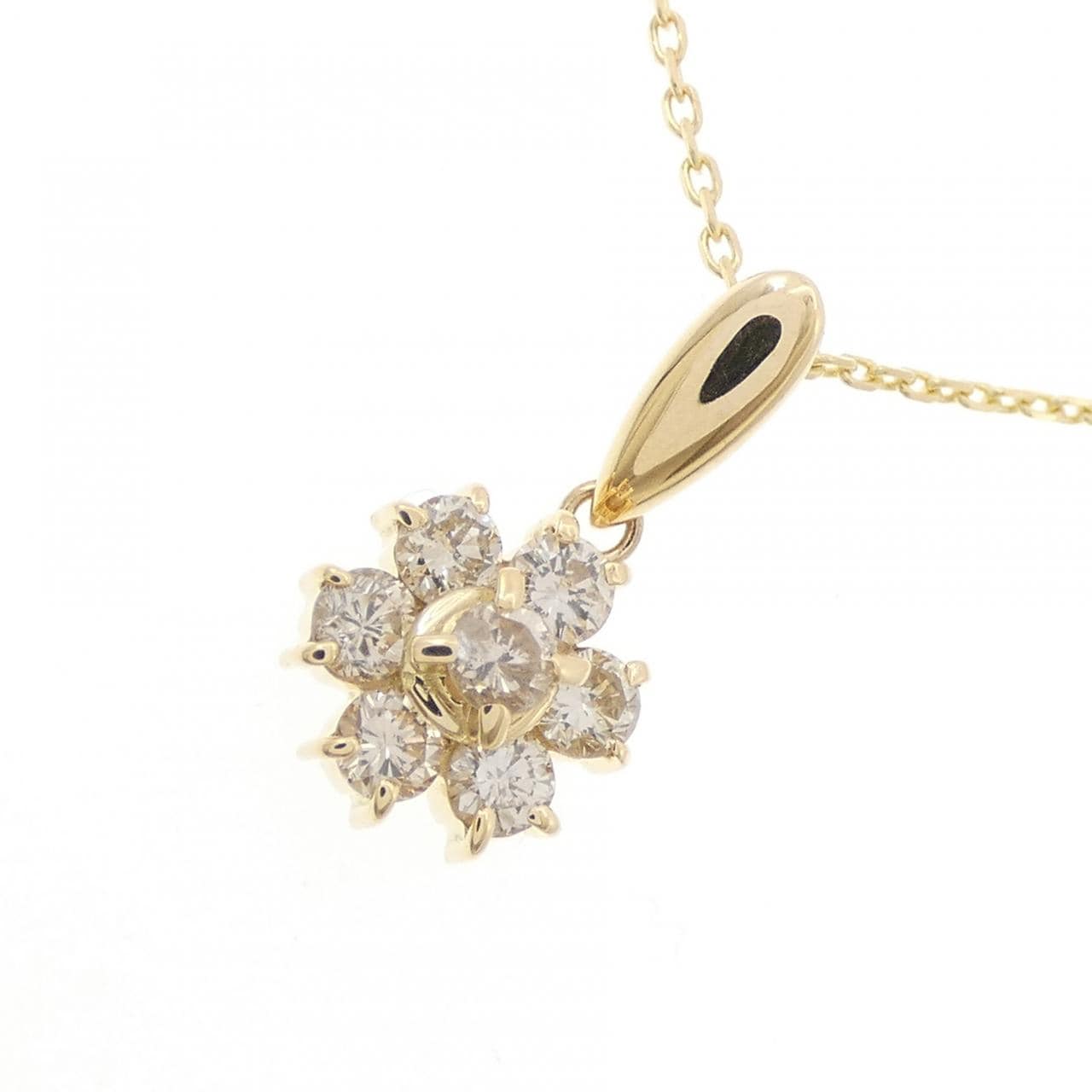 K18YG フラワー ダイヤモンド ネックレス 0.50CT