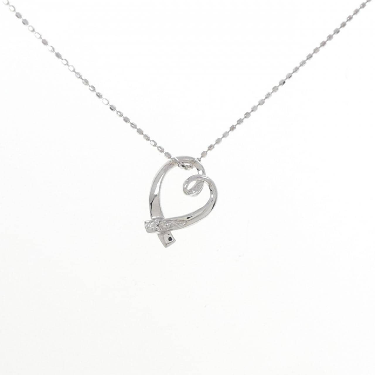 K10WG ハート ダイヤモンド ネックレス 0.02CT