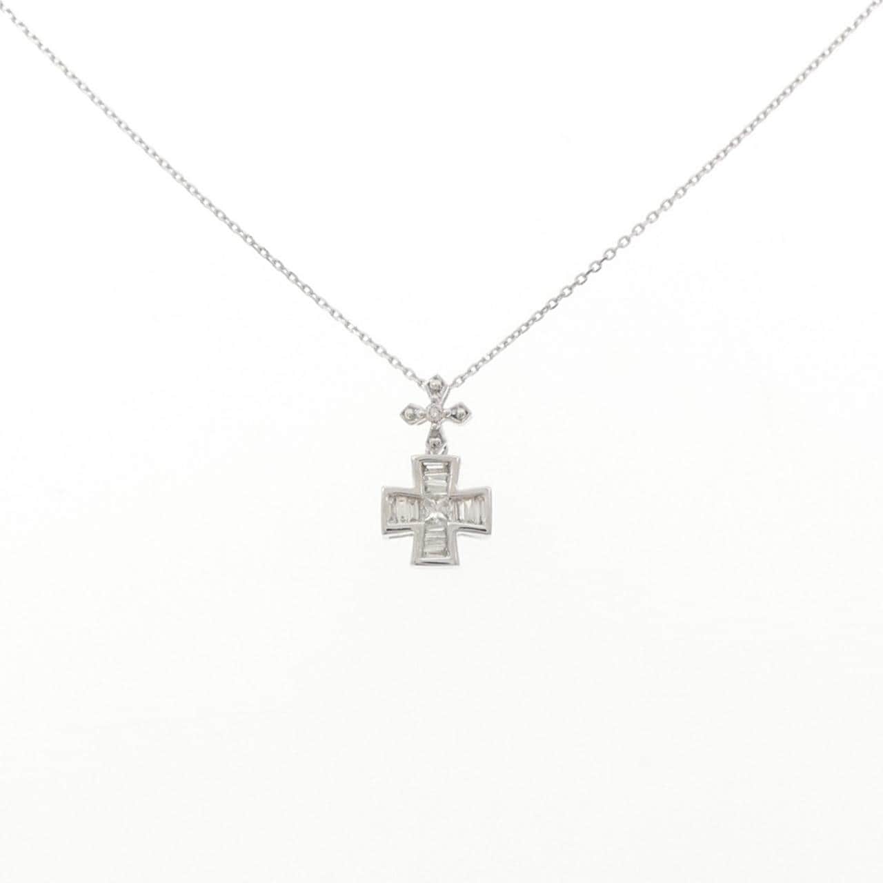 K18WG クロス ダイヤモンド ネックレス 0.14CT