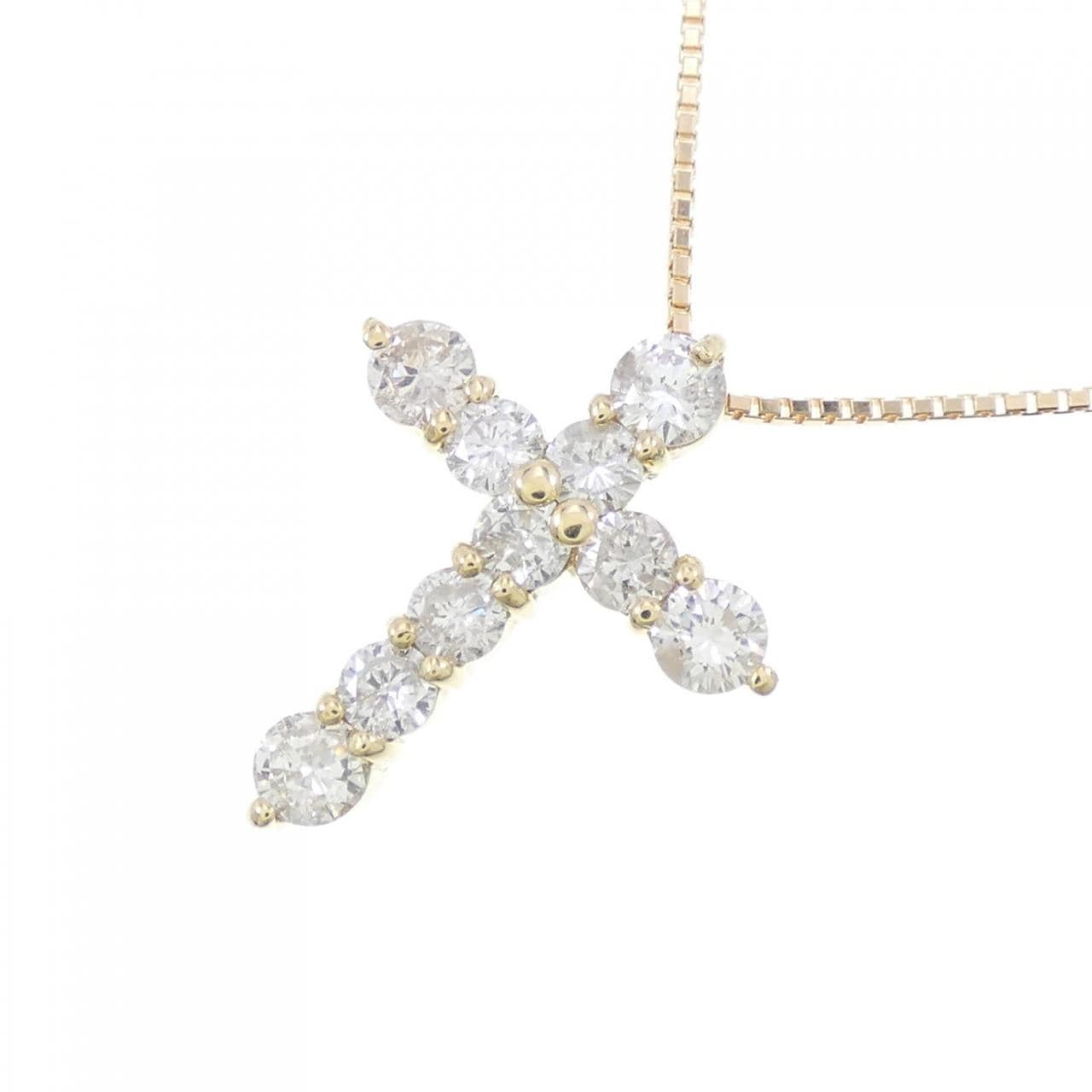 K18YG cross Diamond necklace 1.00CT
