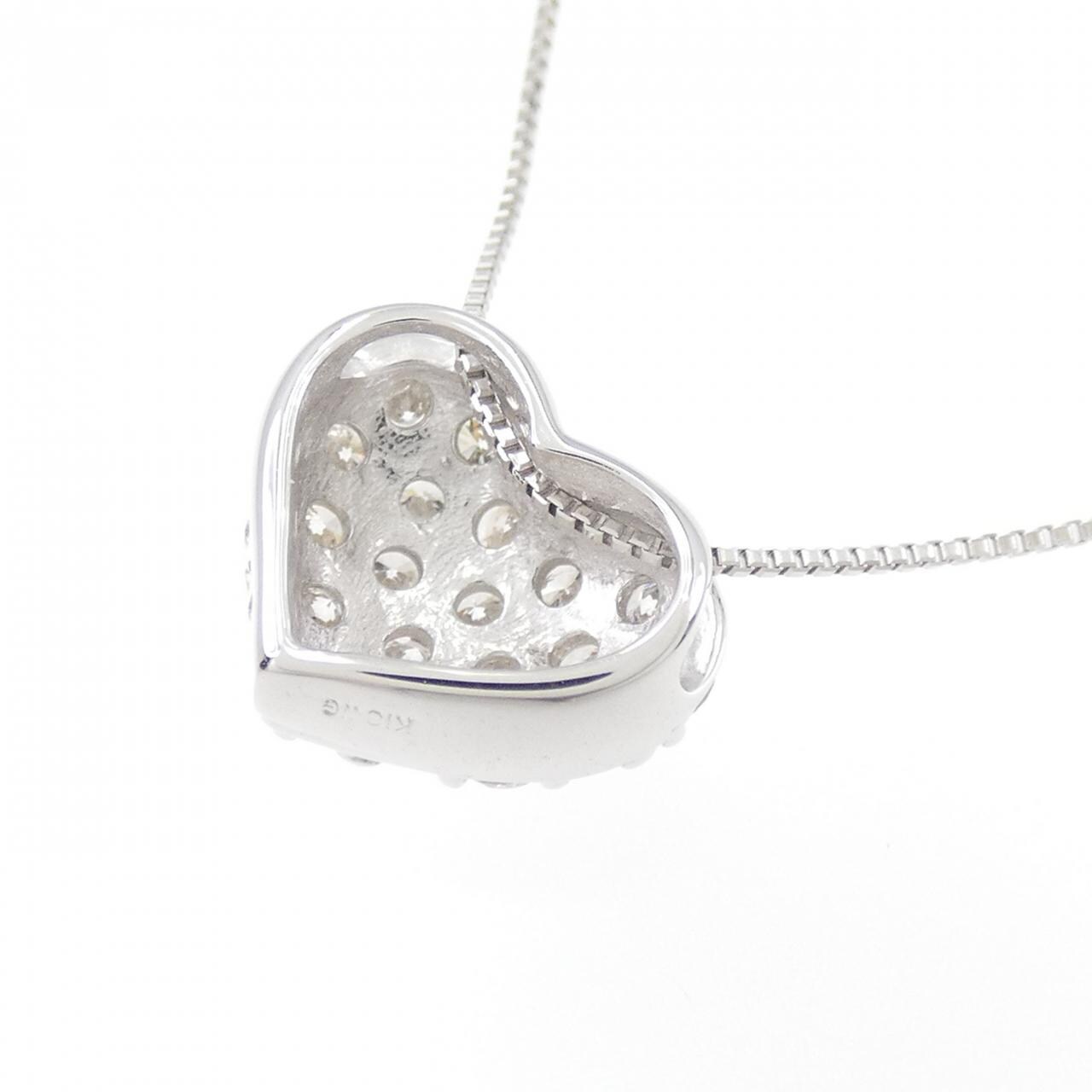 K18WG ハート パヴェ ダイヤモンド ネックレス 0.50CT