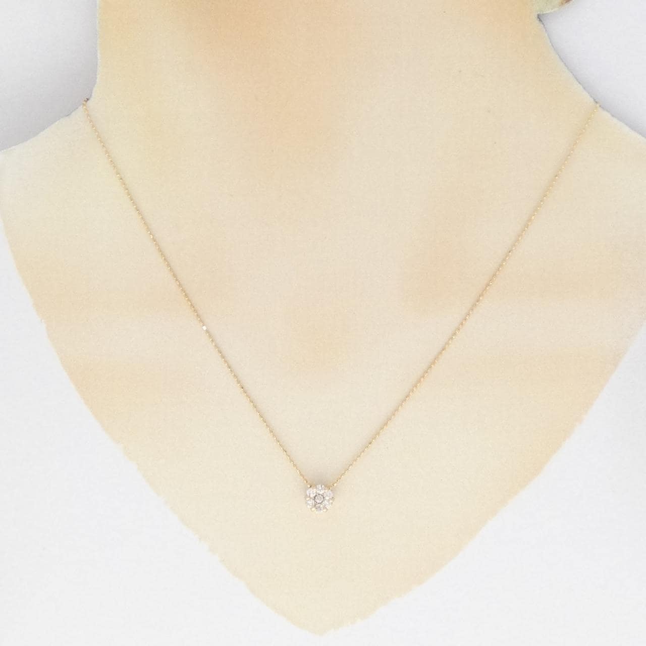 K18PG/K18YG フラワー ダイヤモンド ネックレス 0.30CT