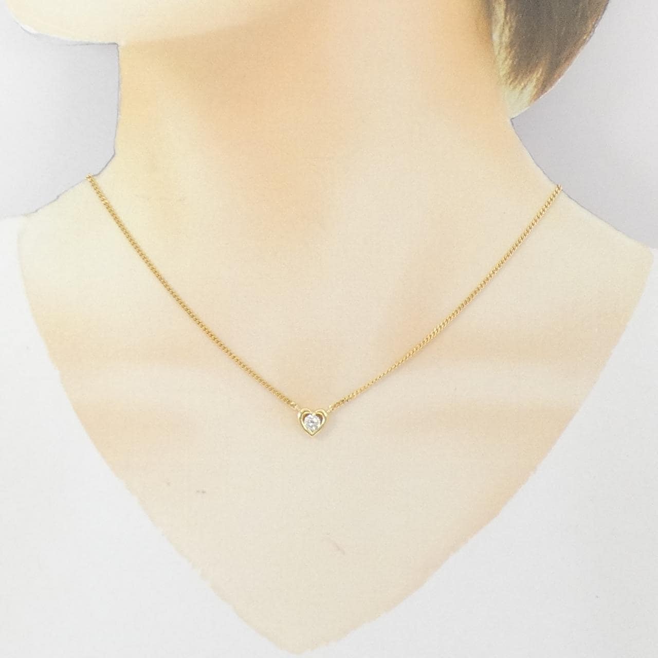 K18YG ハート ダイヤモンド ネックレス 0.27CT