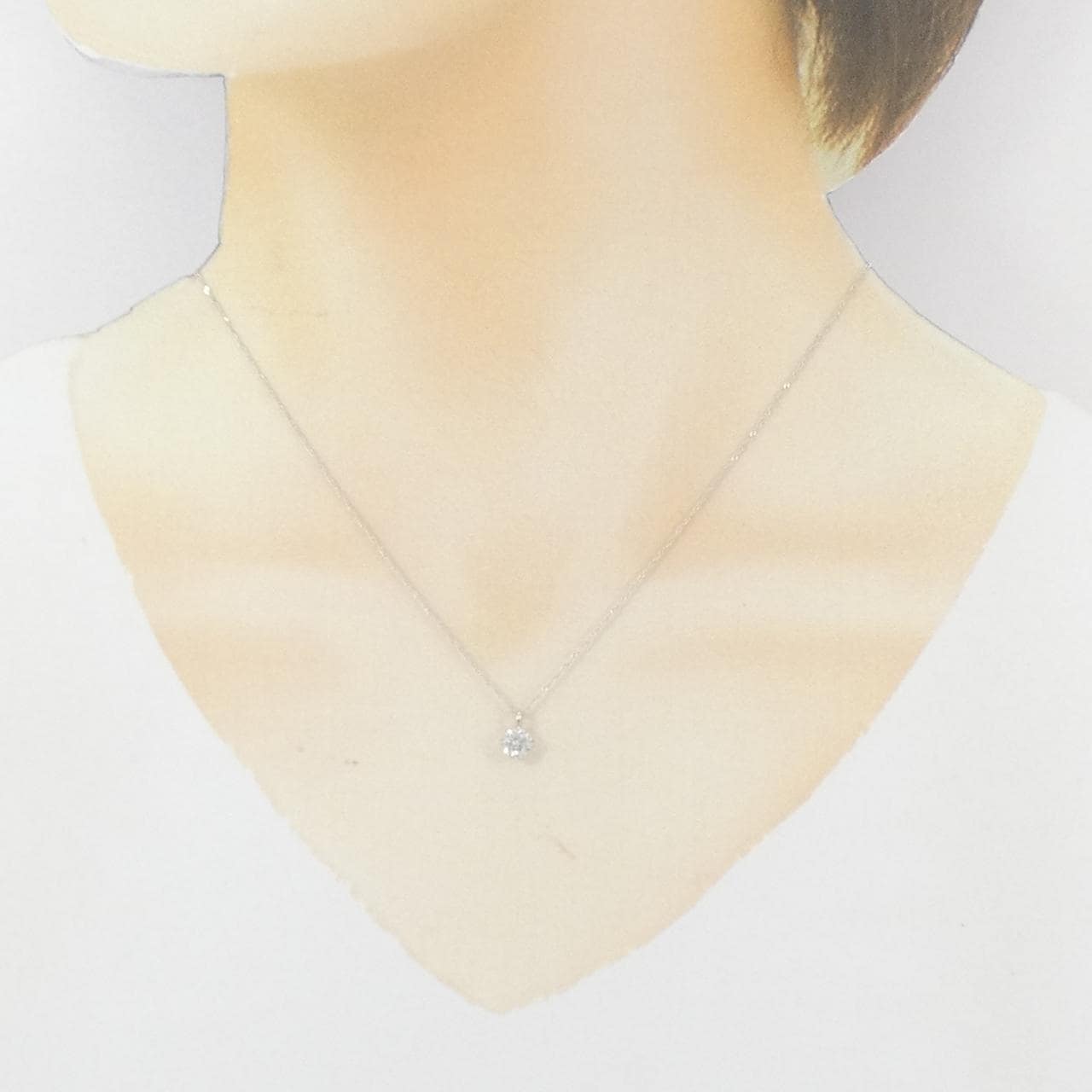 K18WG  ソリティアダイヤモンド ネックレス 0.486CT