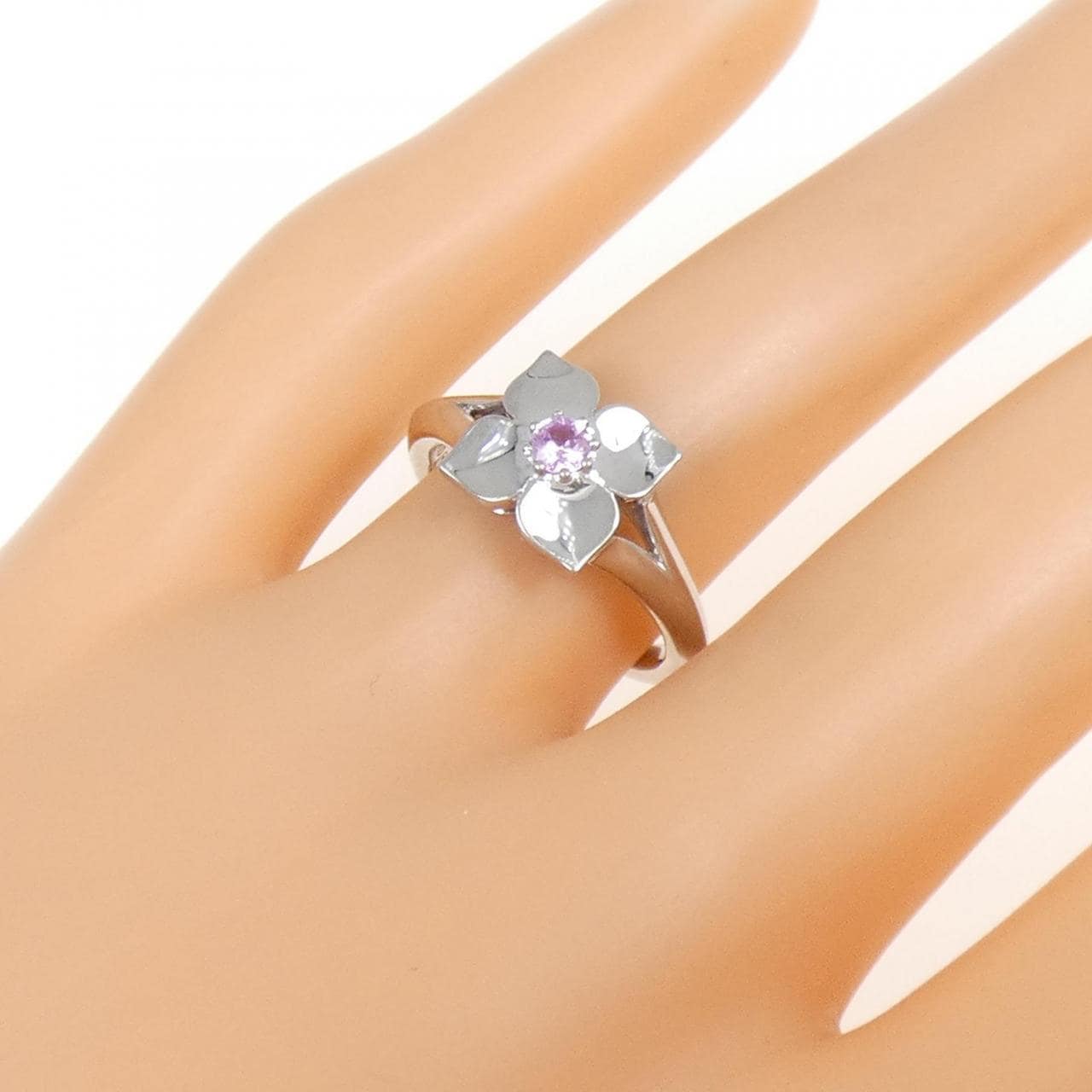PT フラワー サファイヤ リング 0.14CT