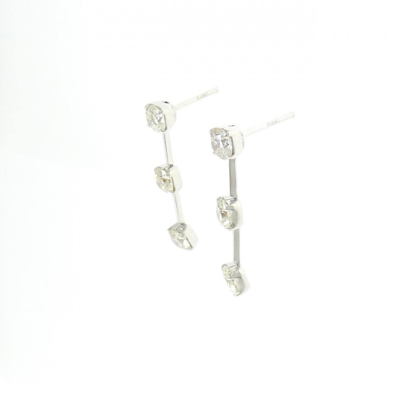 K18WG/K14WG ダイヤモンド ピアス 1.20CT