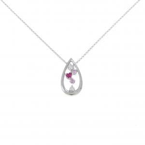 K18WG 2WAY カラーストーン ネックレス