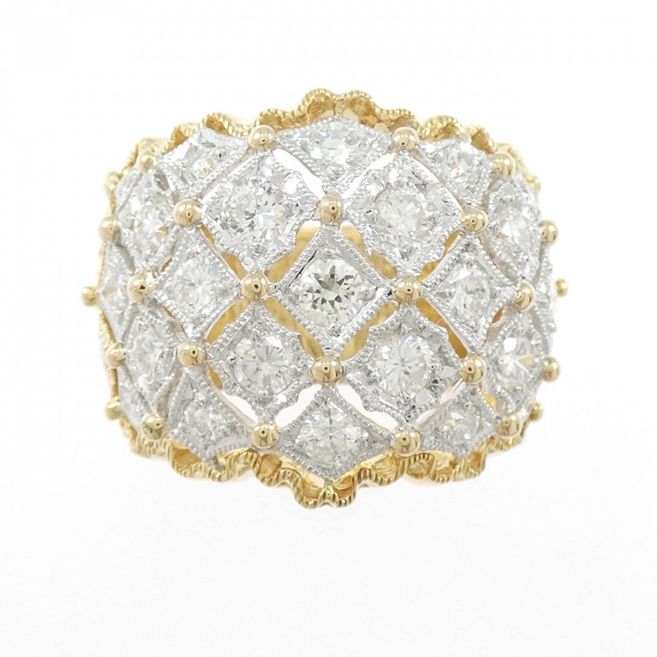 K18YG/PT900 ダイヤモンド リング