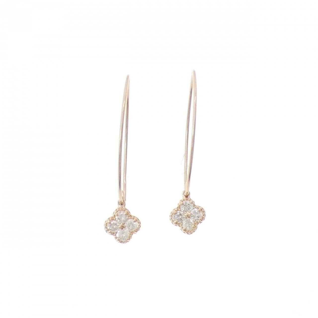 K18PG フラワー ダイヤモンド ピアス 0.40CT