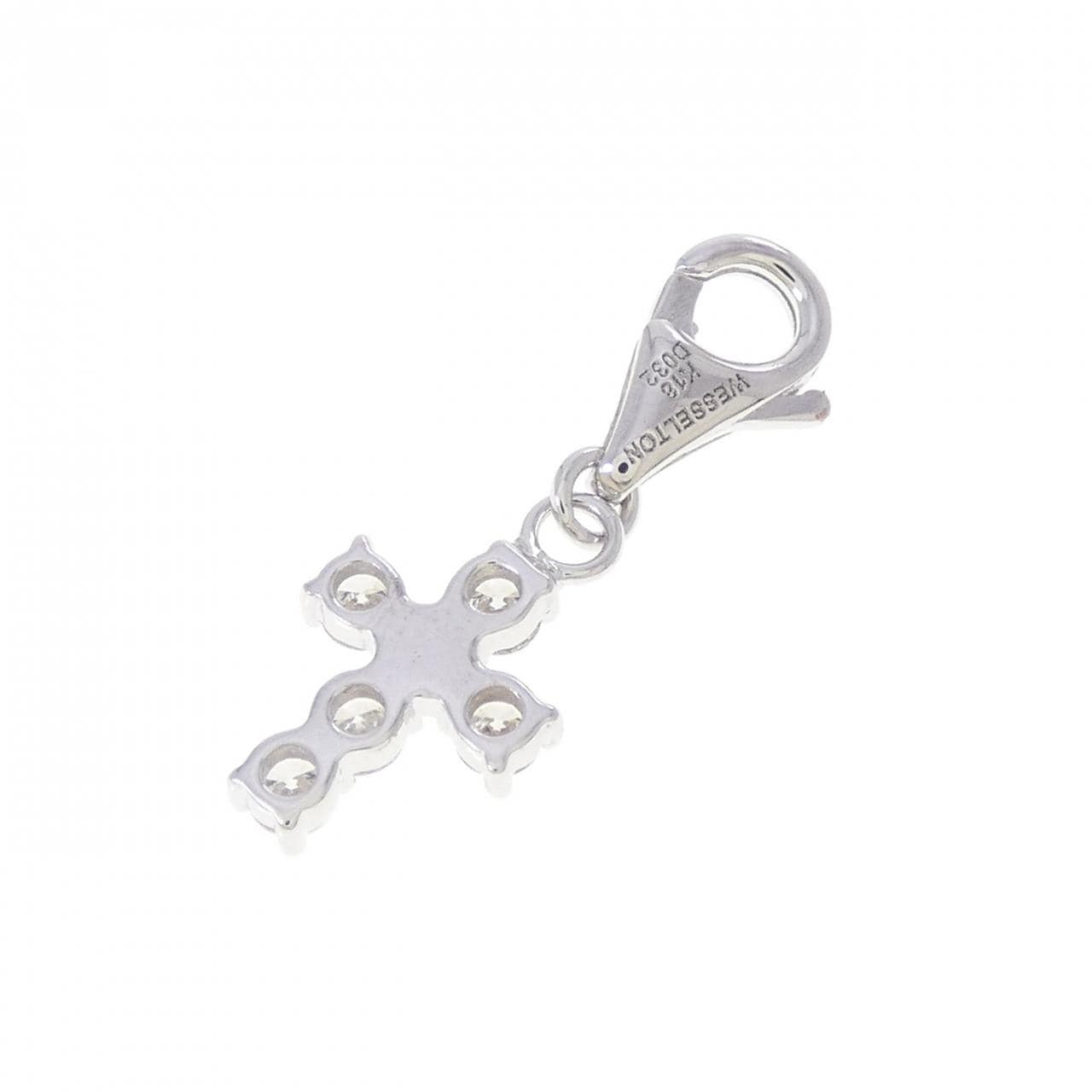 K18WG クロス ダイヤモンドチャーム 0.32CT