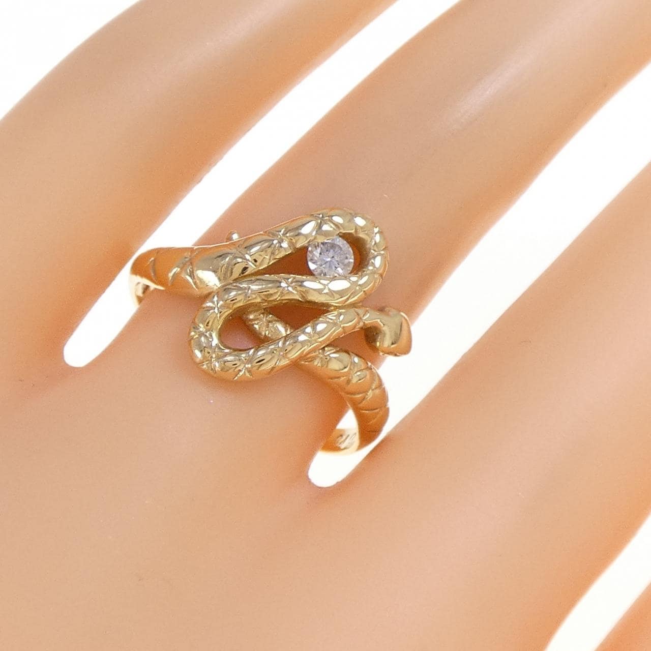 K18YG スネーク ダイヤモンド リング 0.10CT
