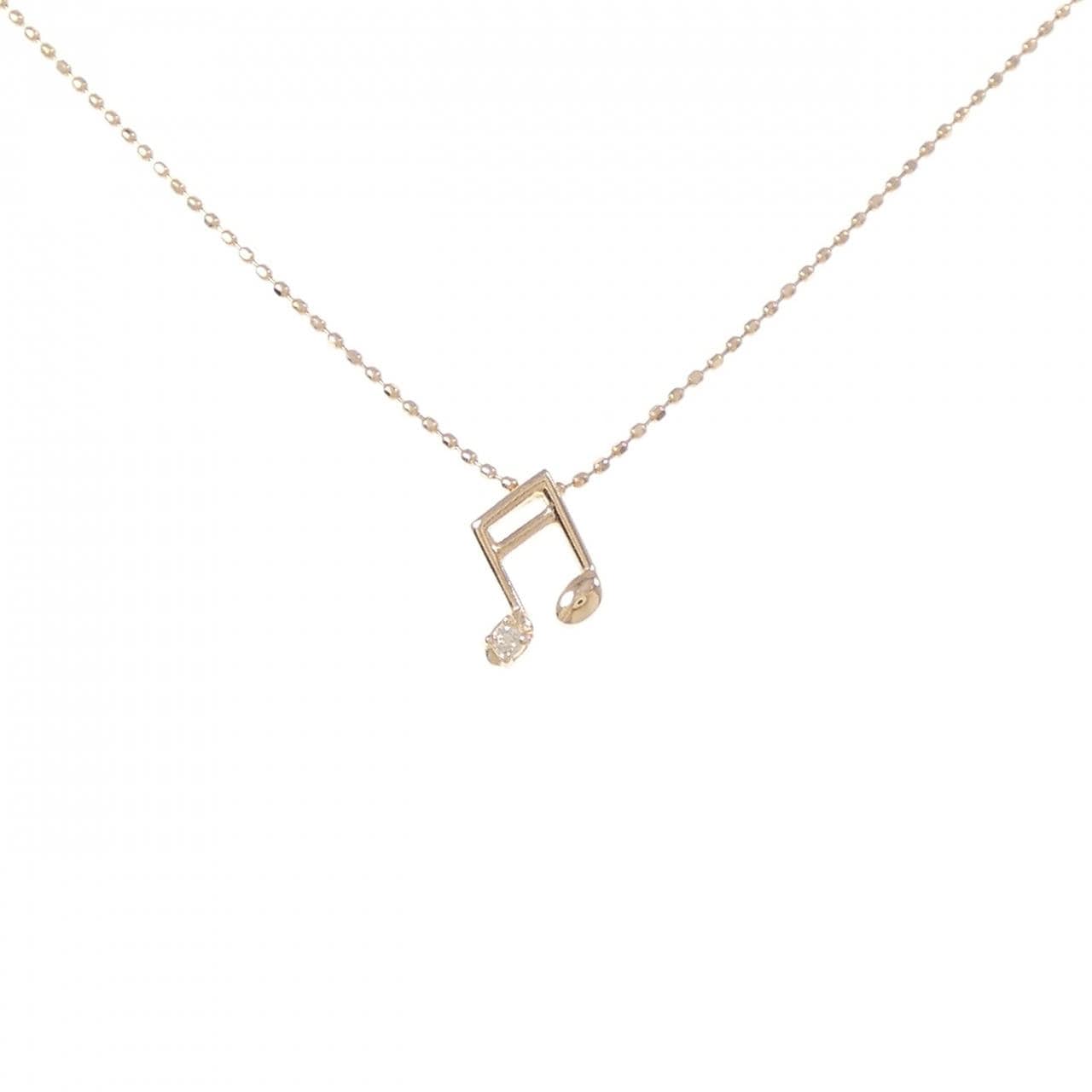 K18PG 音符 ダイヤモンド ネックレス 0.01CT