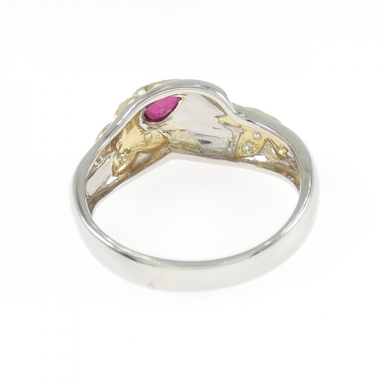 PT900/K18YG バタフライ ルビー リング 0.37CT