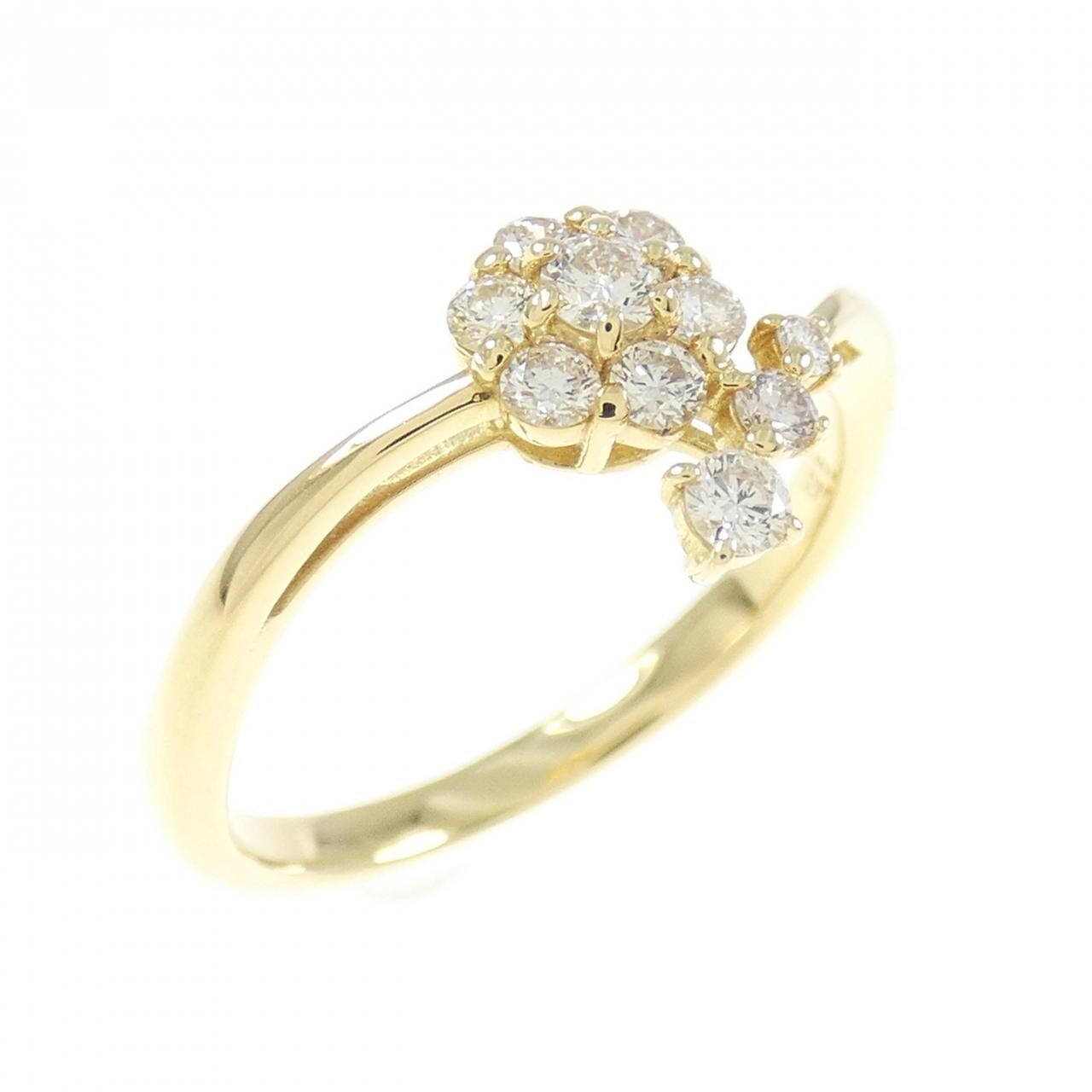 【新品】K18YG フラワー ダイヤモンド リング 0.25CT