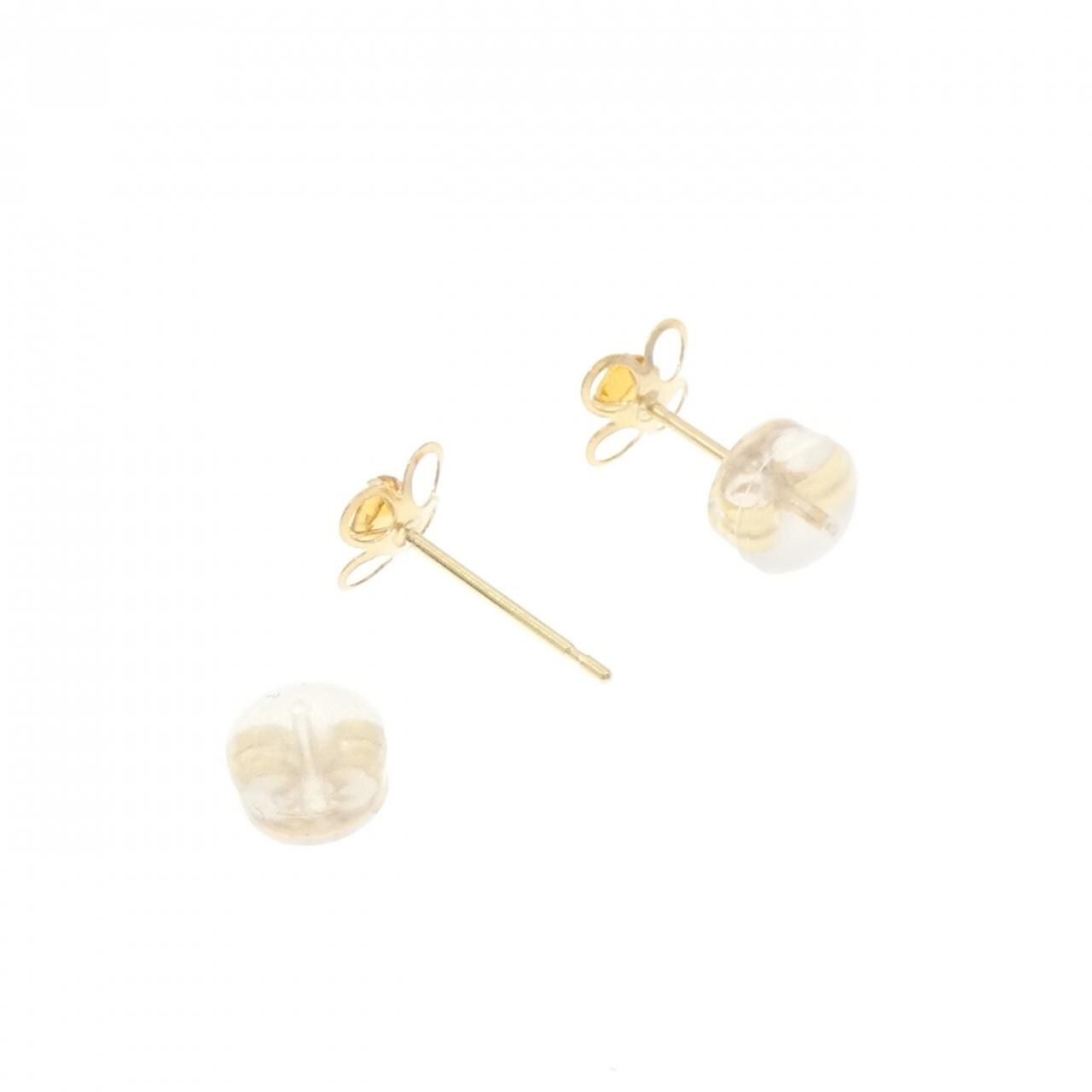 [BRAND NEW] K18YG Flower Citrine Earrings