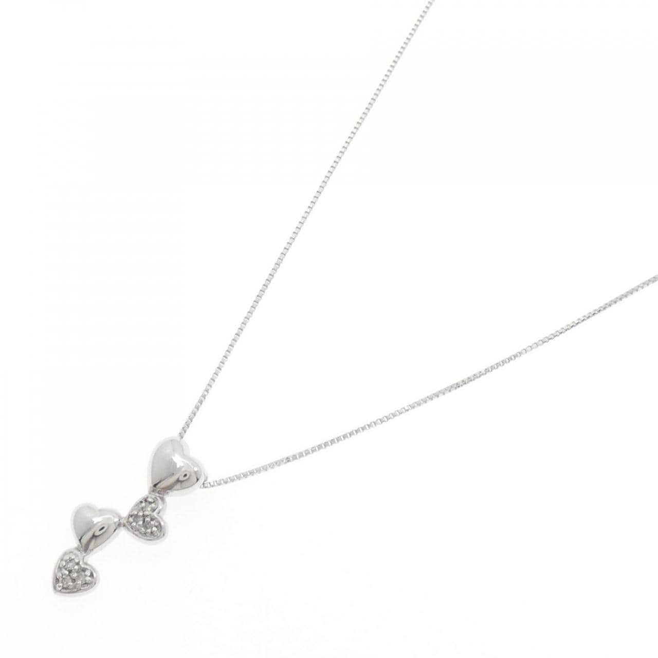 K18WG ハート ダイヤモンド ネックレス 0.04CT
