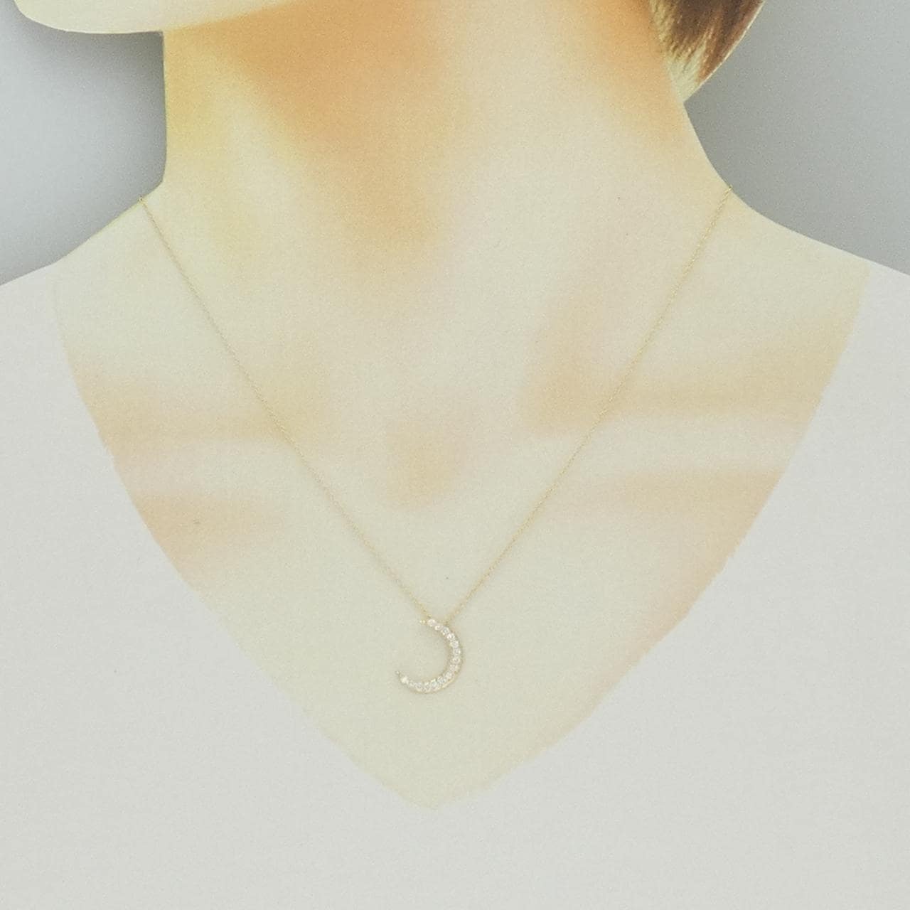 【リメイク】K10YG ムーン ダイヤモンド ネックレス 0.20CT