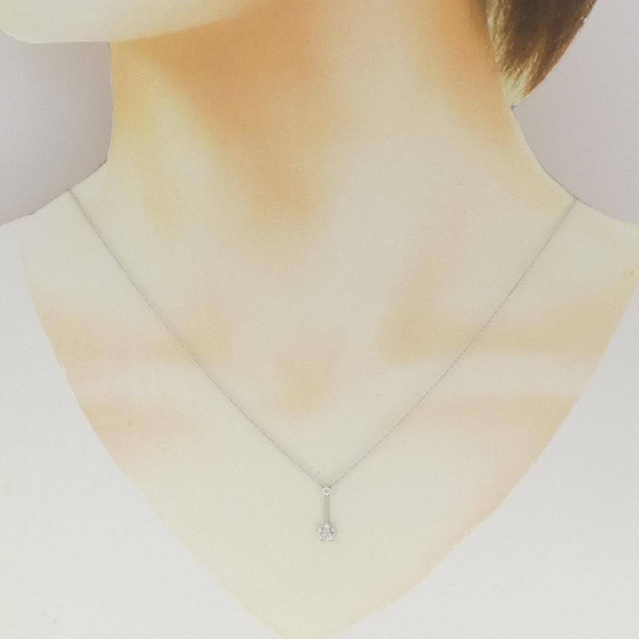 K18WG フラワー ダイヤモンド ネックレス 0.16CT