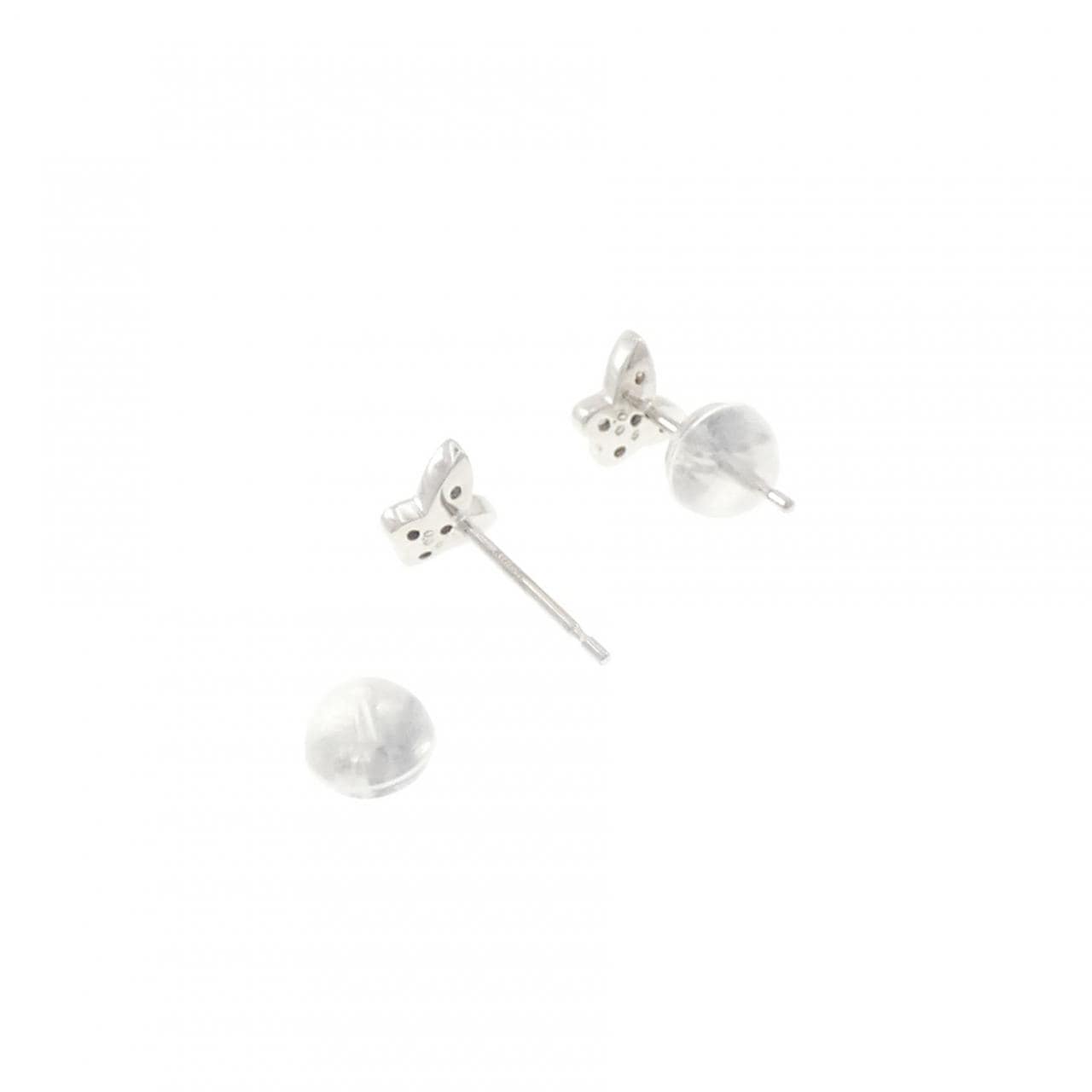 K18WG バタフライ ダイヤモンド ピアス 0.10CT