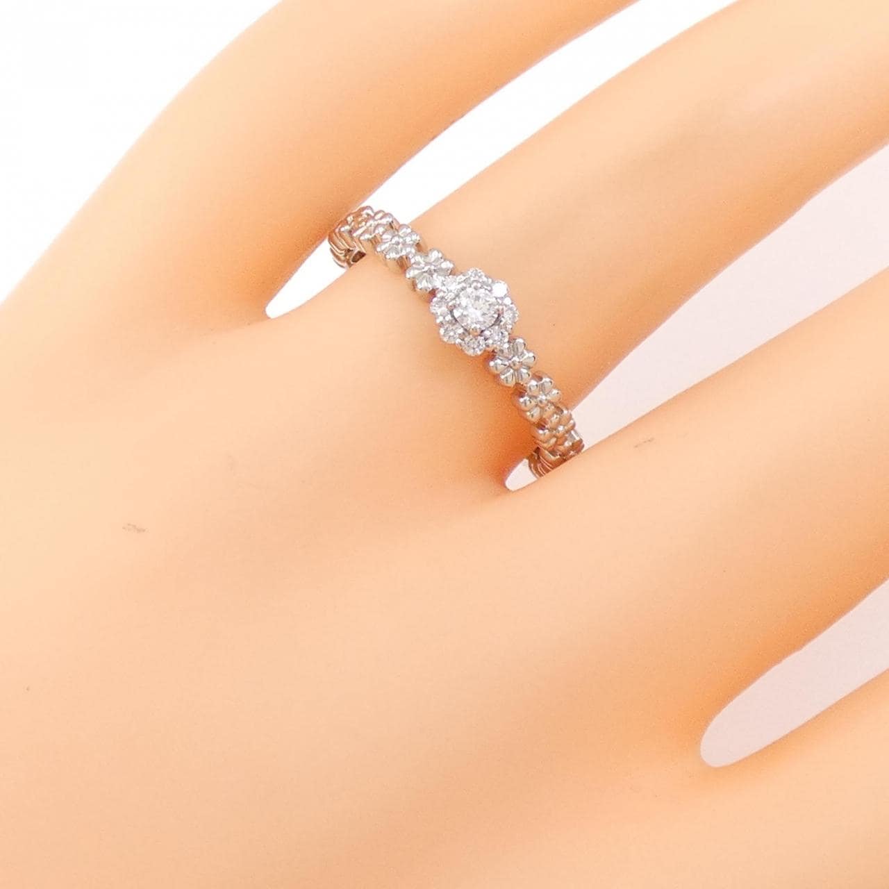 PT999 Flower Diamond Ring 0.13CT