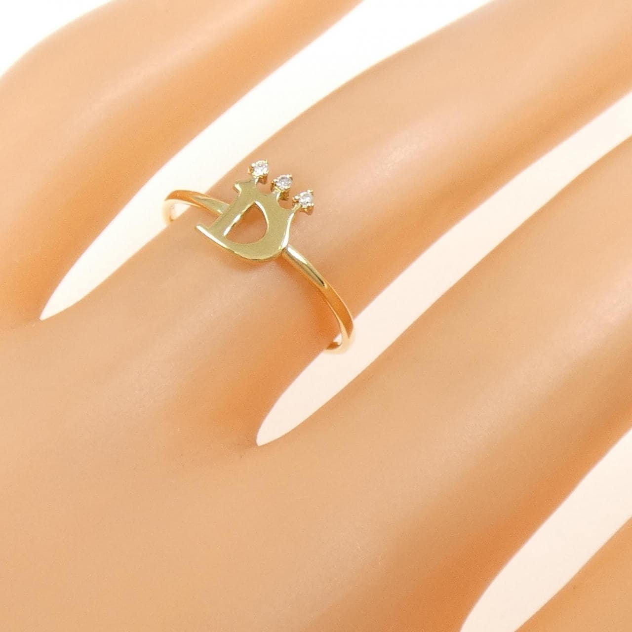 K18YG イニシャルD ダイヤモンド リング 0.01CT