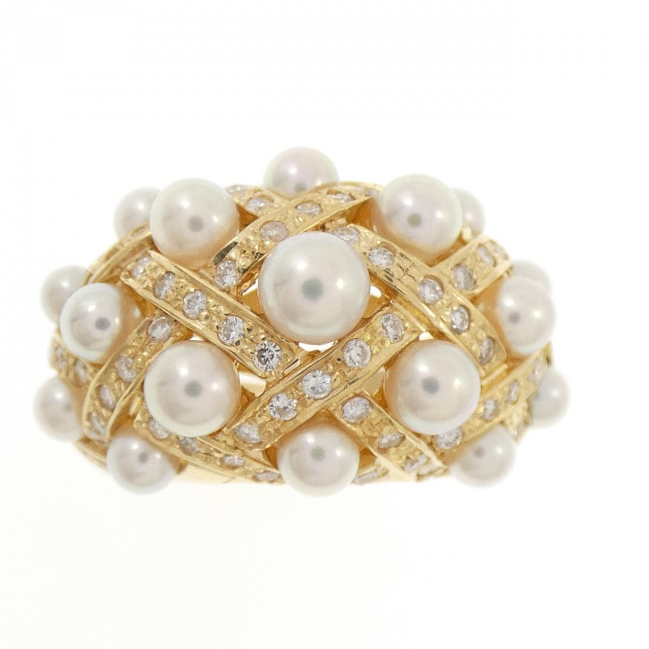 K18YG Akoya pearl ring